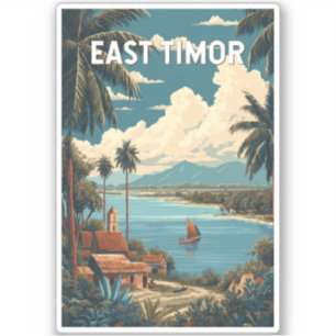 Östtimor Illustration Resa Konst Vintage Klistermärken