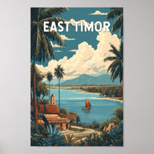 Östtimor Illustration Resa Konst Vintage Poster