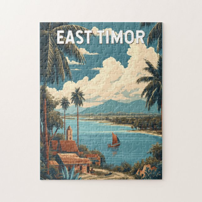 Östtimor Illustration Resa Konst Vintage Pussel (Vertikal)