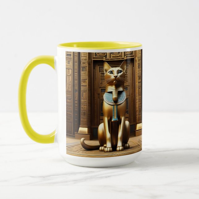 Östtimor Majestät: Golden Egyptian Pharaoh Cat Mugg (Vänster)