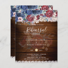 Östtimor Rustic Blue Burgundy Blommigt Snöre Bröll