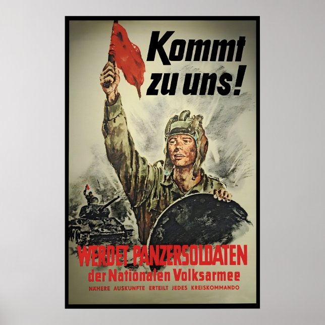 Östtysk propagandaposter Kom till oss! Stridsvagn Poster (Framsidan)