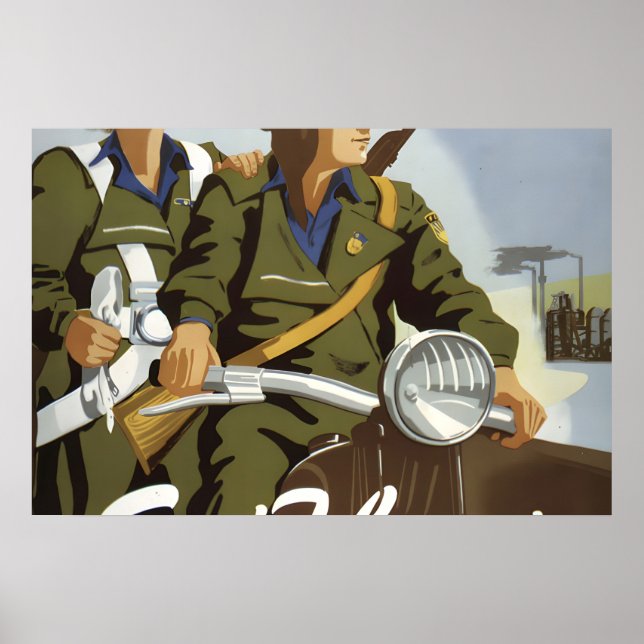 Östtysk propagandapostern Var redo att Poster (Framsidan)