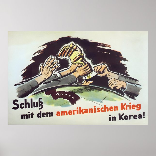 Östtysk propagandaposters Stoppa amerikanska krige Poster (Framsidan)