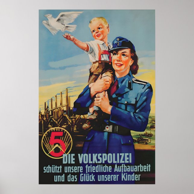 Östtyska propagandaffisch Folketspolisen skyddar Poster (Framsidan)