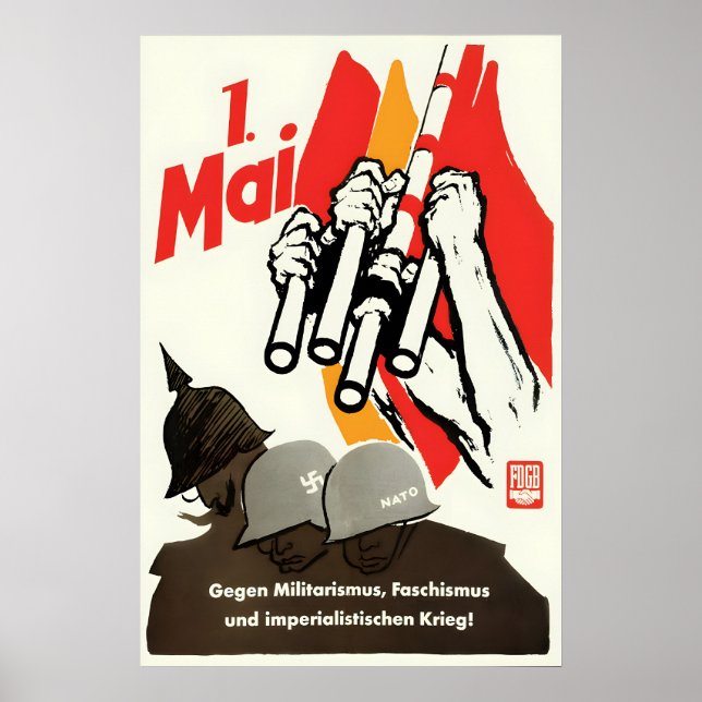 Östtyska propagandaposters FDGB 1 maj Poster (Framsidan)