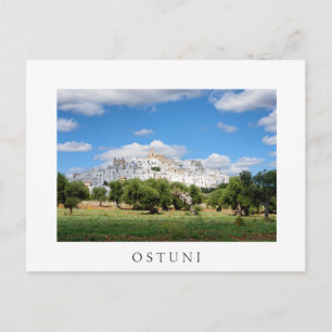 Ostuni med oliv träd, Puglia, vitt vykort