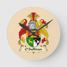 O'Sullivan Family Coat of Arms Round Clock Rund Klocka