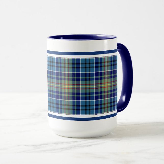 O'Sullivan Tartan Bright Blue Irish Play Mugg (Framsida höger)