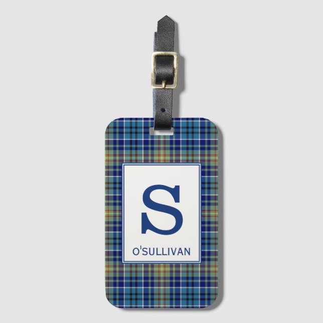 O'Sullivan Tartan Bright Blue Play Mönster Bagagebricka (Framsida vertikal)