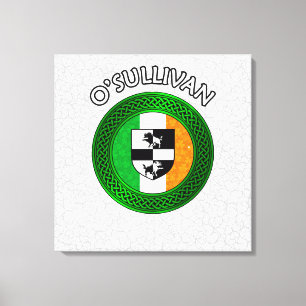 O'Sullivan Vapensköld & Celtic Knot on Shamrock Ca Canvastryck