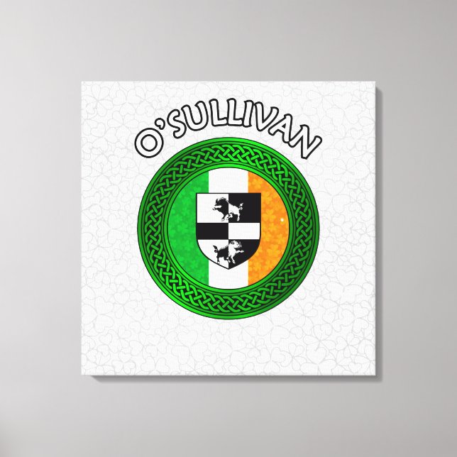 O'Sullivan Vapensköld & Celtic Knot on Shamrock Ca Canvastryck (Framsida)