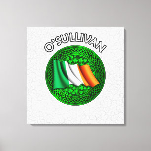 O'Sullivan Vapensköld & Celtic Knot on Shamrock Canvastryck