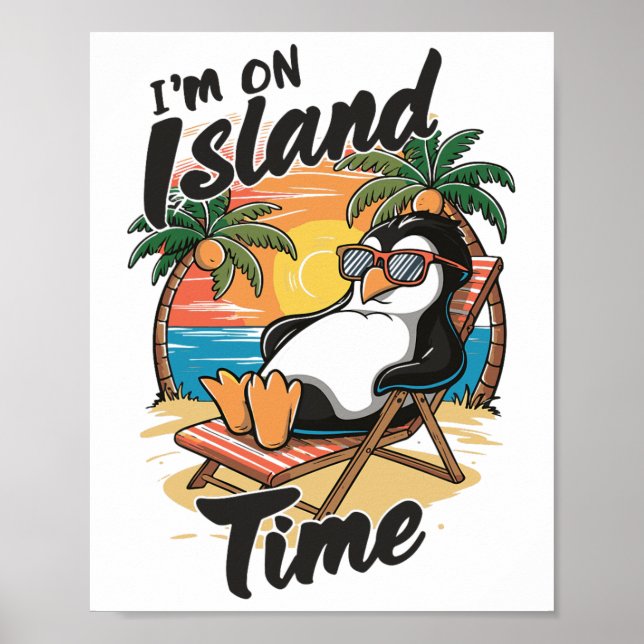 Ösurlaub Tropisk Resa Avslappningstid Pingvin Poster (Framsidan)