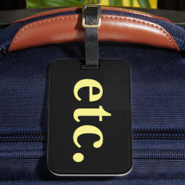osv. Trendig Black & Gult Bold Typography Travel Bagagebricka