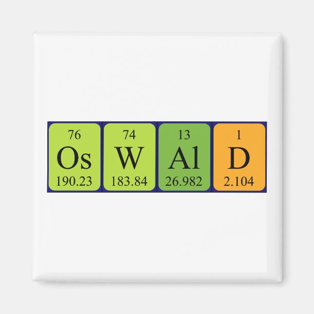 Oswald periodiskt bord namn magnet (Framsidan)