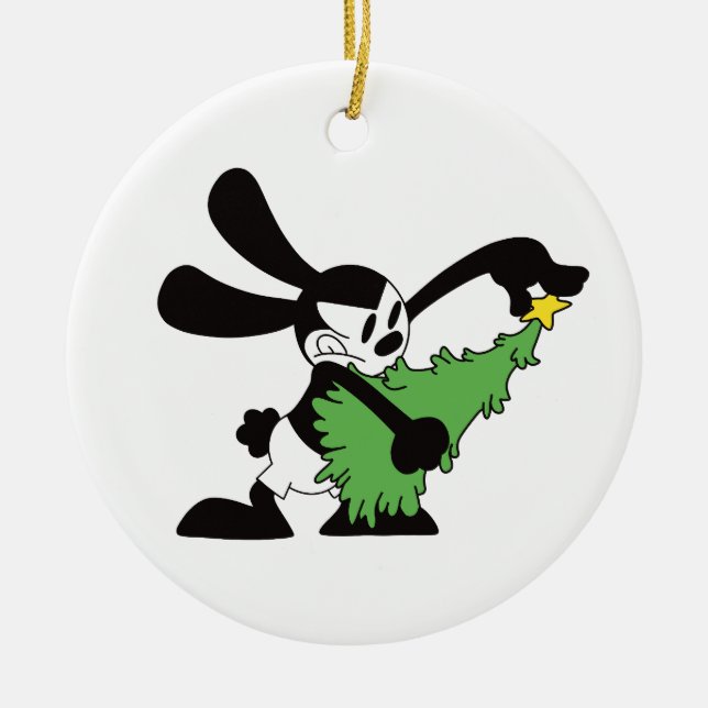 Oswald The Lucky Rabbit Christmas Tree Julgransprydnad Keramik (Framsidan)