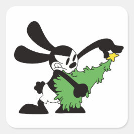 Oswald the Lucky Rabbit Julgran Fyrkantigt Klistermärke