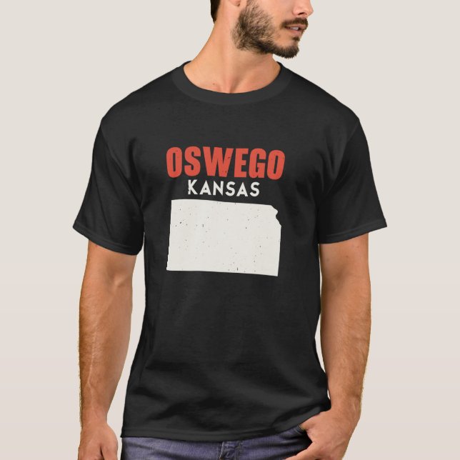 Oswego Kansas USA State America Travel Kansan T Shirt (Framsida)