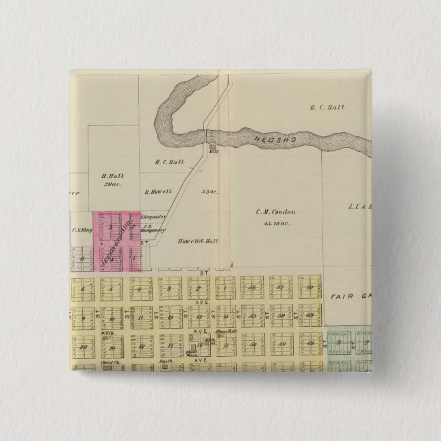 Oswego, Neosho Falls, Havens och Butler, Kansas Knapp (Framsida)