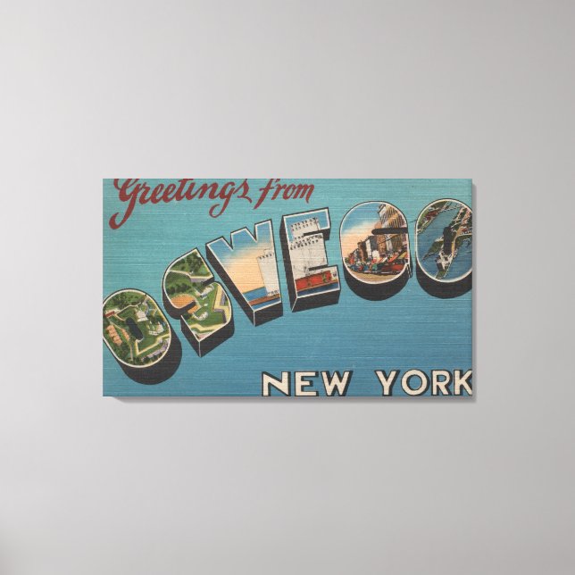 Oswego, New York - Large Brev Scenes Canvastryck (Framsida)