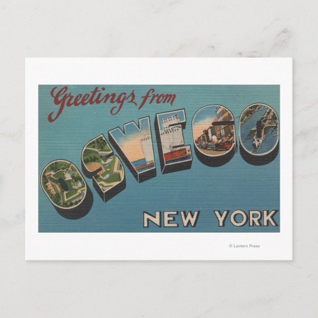 Oswego, New York - Large Brev Scenes Vykort (Framsida)