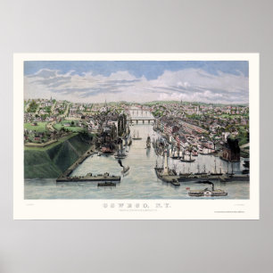Oswego panorama- karta för NY - 1855 Poster
