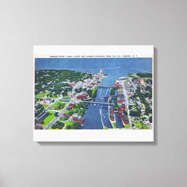 Oswego River, Locks, Harbor Entrance Canvastryck (Framsida)
