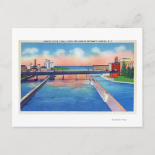Oswego River View of Canal Locks & Harbour Vykort