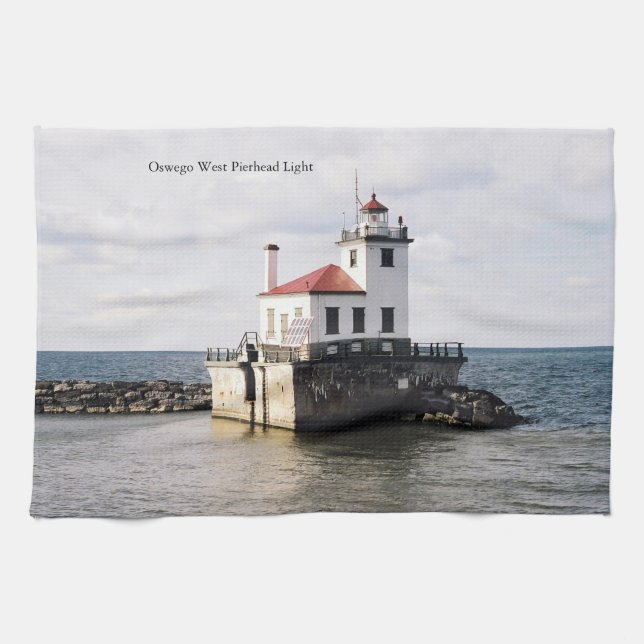Oswego Väster Pierhead Light kökshandduk (Horisontell)