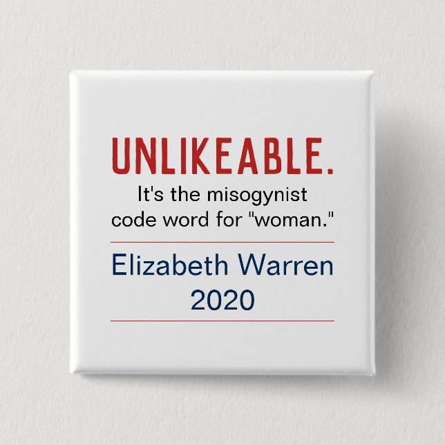 Osympatisk Woman Pro-Elizabeth Warren 2020 Knapp (Framsida)