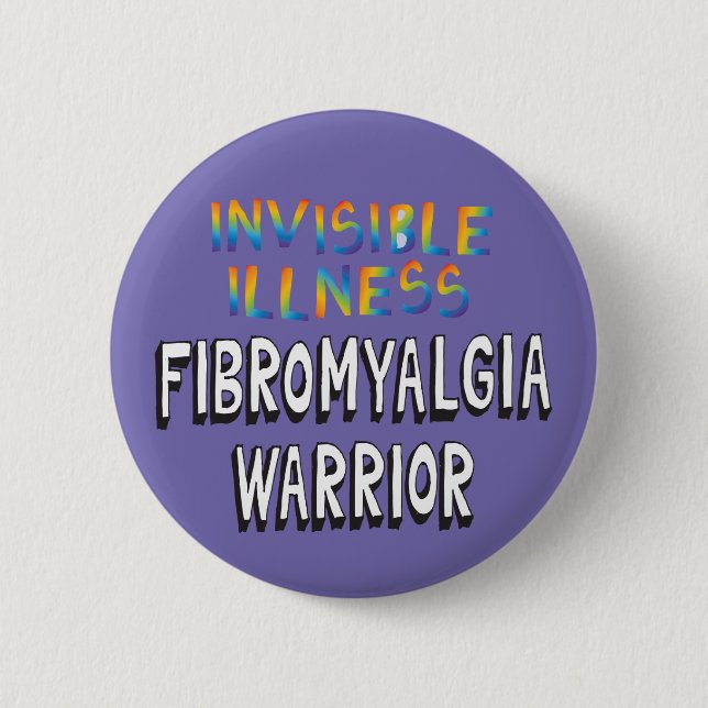 Osynlig bricka i sjukdom Fibromyalgia Warrior pin  Knapp (Framsida)