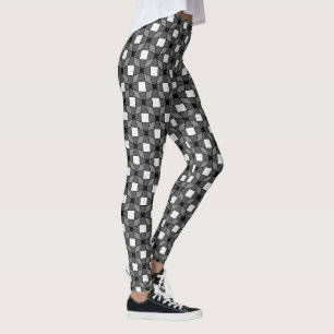 Osynlig Mönster i svart och vit våg Leggings