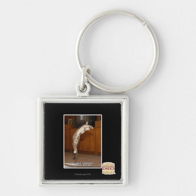 Osynlig pekare 3 fyrkantig silverfärgad nyckelring (Framsidan)