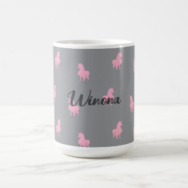 Osynlig Rosa Unicorn på Grått Kaffemugg