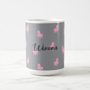 Osynlig Rosa Unicorn på Grått Kaffemugg