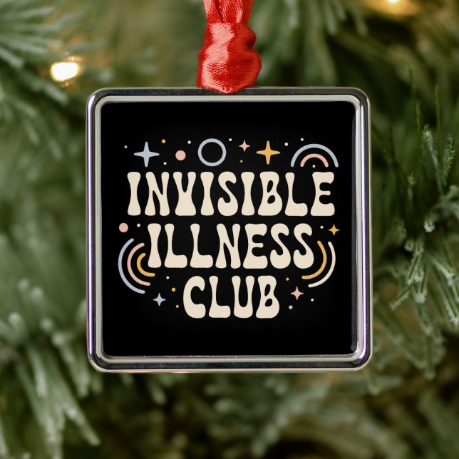 Osynlig sjukdom-klubb julgransprydnad metall (Träd)