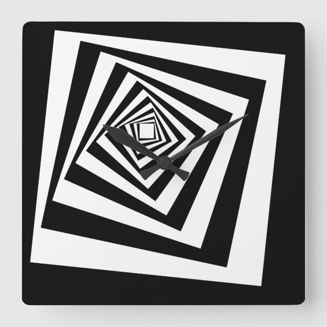 Osynliga optiska Illusionskoncentrationer Fyrkantig Klocka (Framsida)