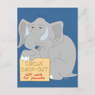 Osysselsatt Circus Elephant-vykort Vykort