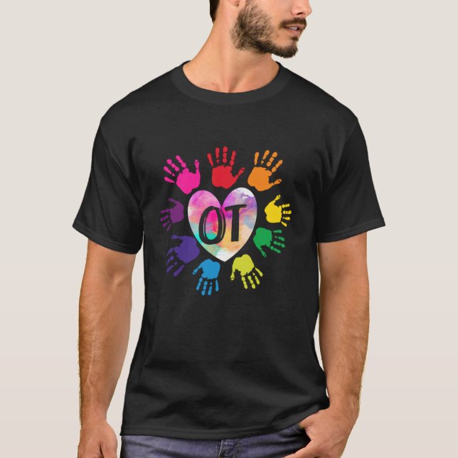 OT Hand Heart Occupational Therapy Therapist Teach T Shirt (Framsida)