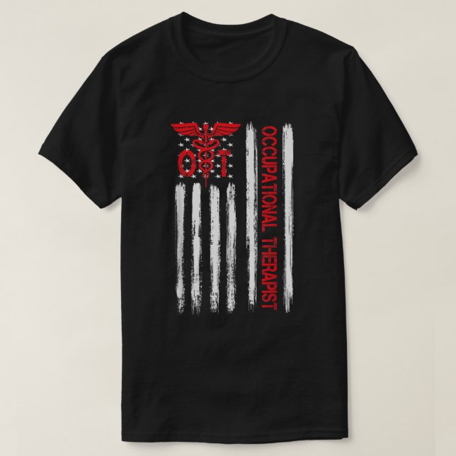 Ot Occupational Therapy American Flagga Therapist  T Shirt (Design framsida)