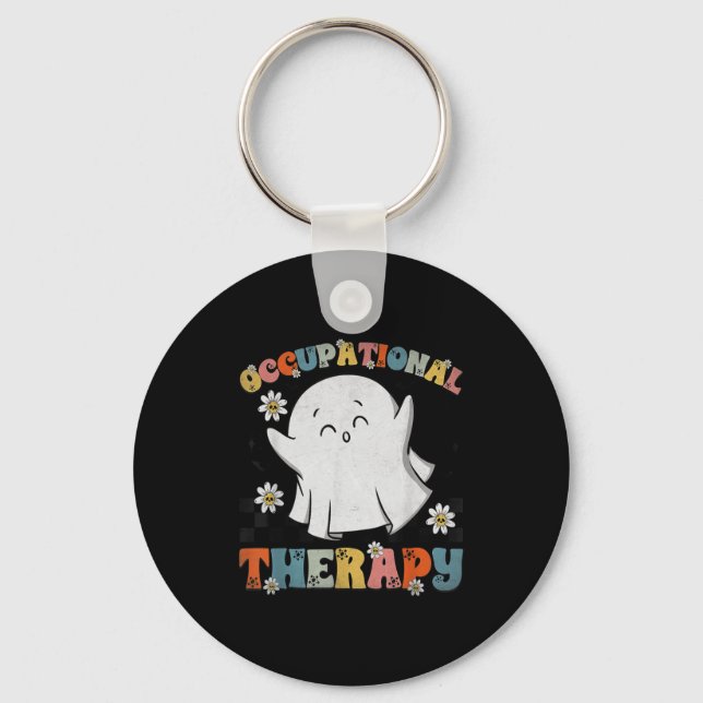 Ot Occupational Therapy Halloween Retro Ghost Ot H Nyckelring (Framsida)
