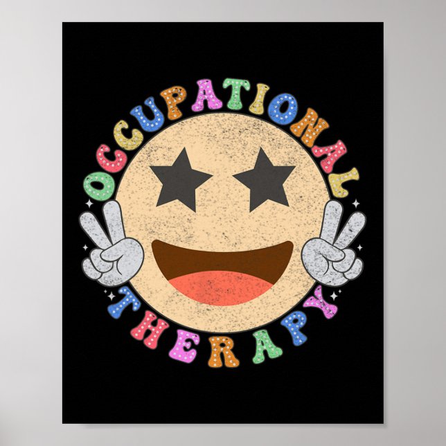 Ot Occupational Therapy Hippie Smile Ansikte Flowe Poster (Framsidan)