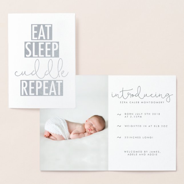 ÖT, SLEEP, Cuddle, REPEAT Folierat Kort (Display)