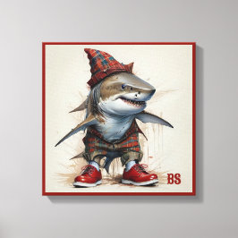 otäckt haj i Scottish Disguise - tartanhaj Canvastryck