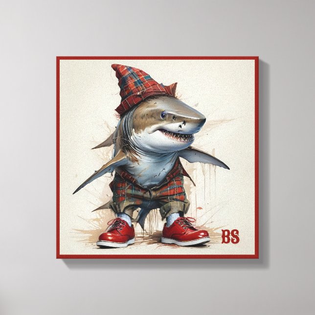 otäckt haj i Scottish Disguise - tartanhaj Canvastryck (Framsida)