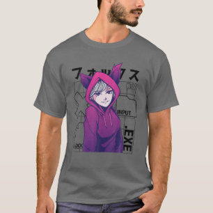 Otaku 90S Cute Anime Girl with Fox Öron Japan Cult T Shirt