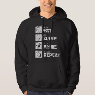 Otaku Anime-beundrare Japanska Äta Sova Anime Uppr Hoodie