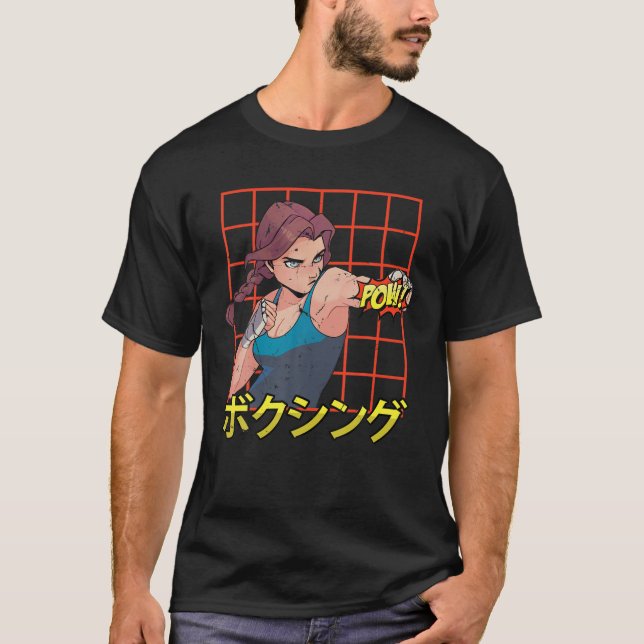 Otaku - Anime Boxing Girl - Manga Japanska Aesthet T Shirt (Framsida)