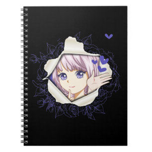 Otaku Anime Girl Kawaii Hearts Kärlek Cute Manga Anteckningsbok